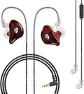 BASN Bsinger Professional in Ear Monitor Headphones Dual Drivers 2-Pin IEM Earbuds with Mic Clear Sound HiFi Earphones for Musicians Drummers and Stage (Red 2-Pin)