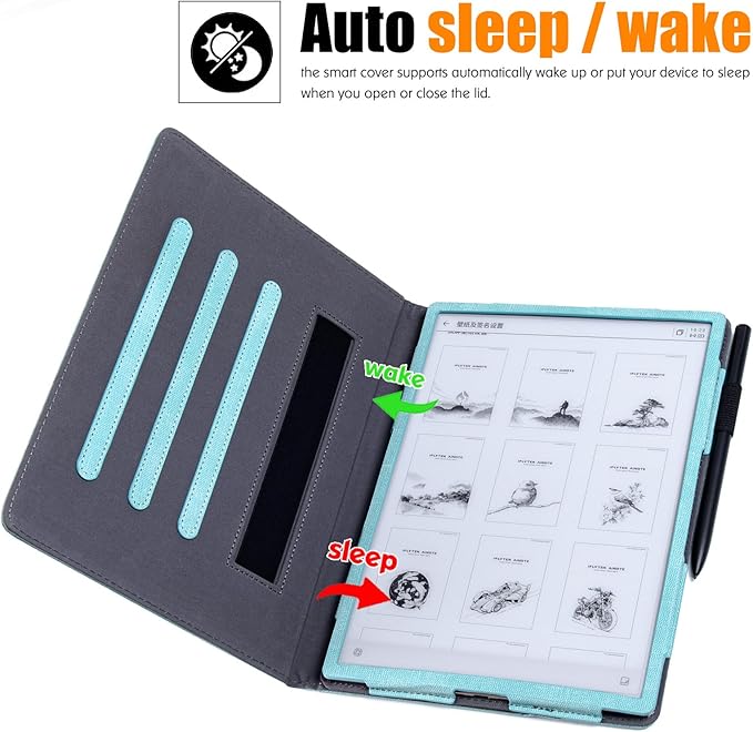 BOZHUORUI Protective Folio Case for iFLYTEK AINOTE 2 10.65-inch Paper TabletMulti-Angle Adjustable StandPremium PU Leather Sleeve Cover with Auto Sleep/Wake &amp Hand Strap (Mint Green)