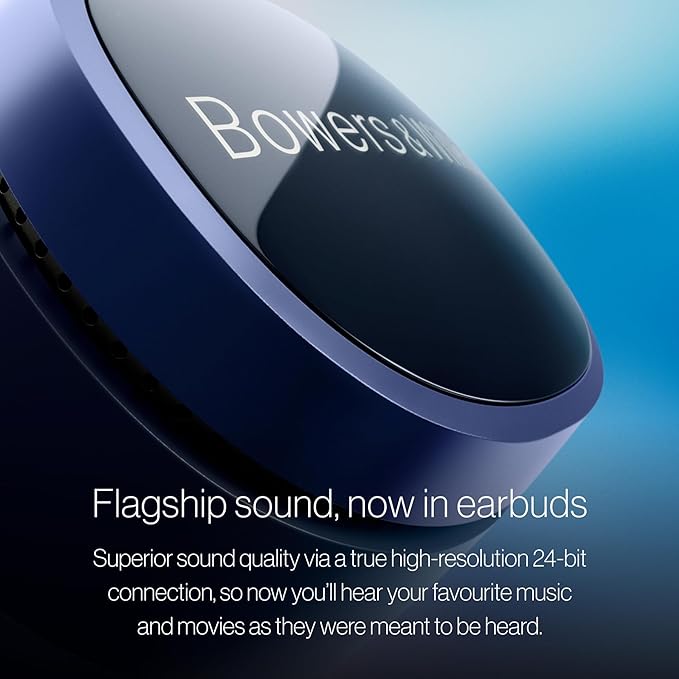 Bowers &amp Wilkins Pi8 Wireless Bluetooth Earbuds (Midnight Blue) in-Ear Bluetooth Earphones with Qualcomm &amp aptX Lossless Active Noise Cancelling Earbuds 3 Built-in Mics 15-Min Quick Chargi