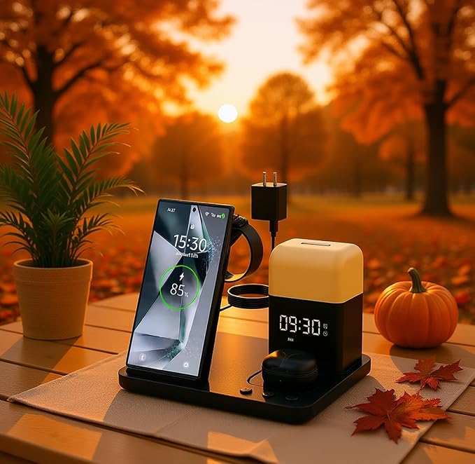 Wireless Charger 6 in 1 Wireless Charging Station for Cell Phone Wireless iPhone 15/14/13/12/11/X/8 Samsung Galaxy S23–S8 Pixel Apple Watch Series 2–9/SE/Ultra AirPods Pro – Fast Qi Charger