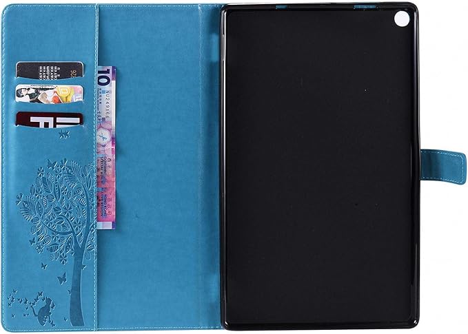 Folio Case for All-New Fire HD 10 2019/2017/2015 Techcircle Slim Light Magnetic Flip Wallet Protective Cover with Card Slots &amp Money Pocket for Amazon Fire HD 10.1 9th/7th/5th Generation Blue