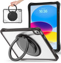Mektron Shockproof Case for iPad Air 11 inch (M4 2026 8th /M3 2025 7th /M2 2024 6th) Compatible with iPad Air 10.9 (2022 5th Gen /2020 4th Gen) PC Clear Cases with Rotating Stand for Kids Black