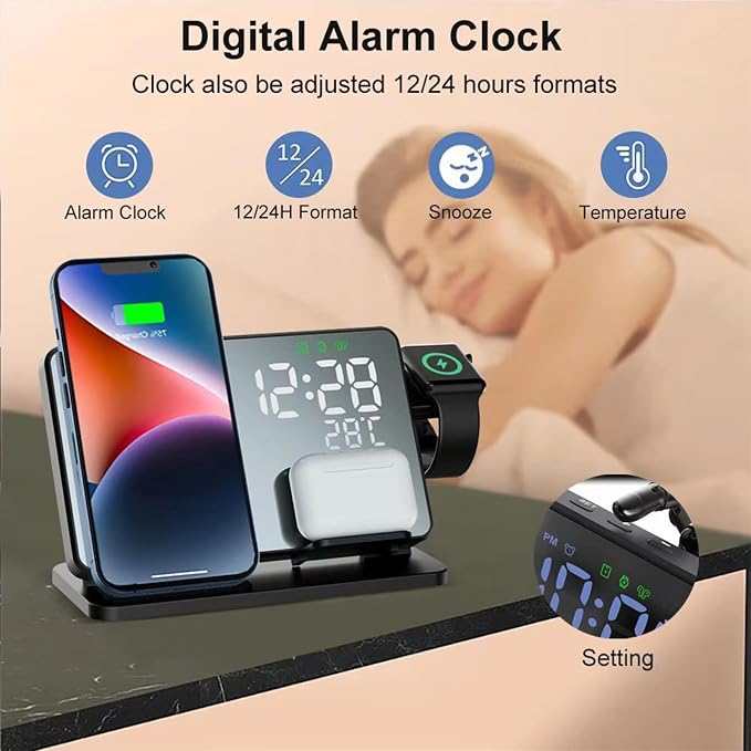 Multi Functional Alarm Clock W669 Black