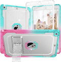 Case for iPad Air 2 Case for iPad 6th/5th Generation 2018/2017 for Apple iPad 9.7 inch with Screen Protector/StandClear Glitter Full-Body Coverage Slim Cover for Girls Women (Pink+Teal)