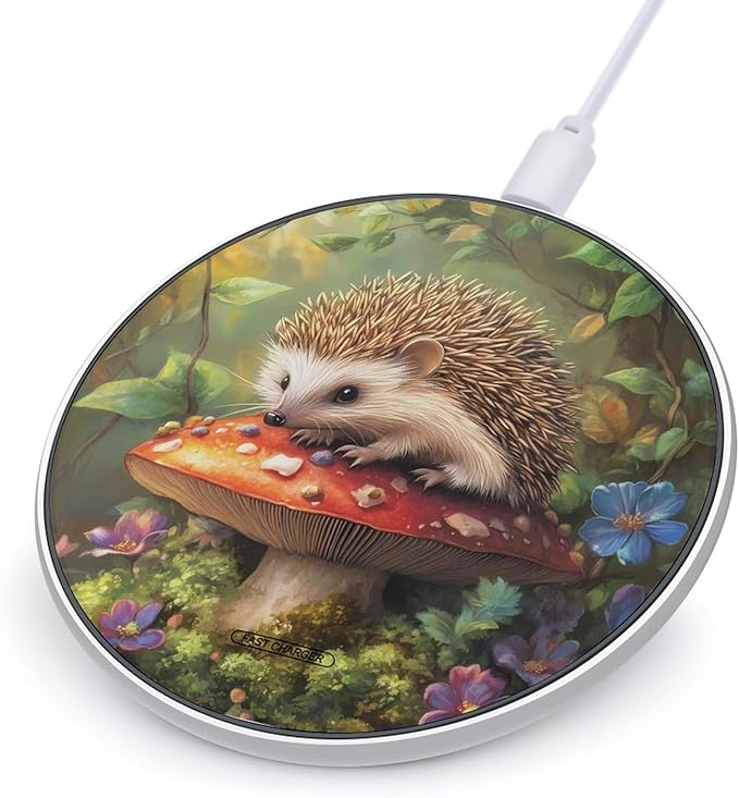 Flowers Hedgehog Wireless Charger Anti-Slip Wireless Charging Pad Slim Charger Mat for Men Women