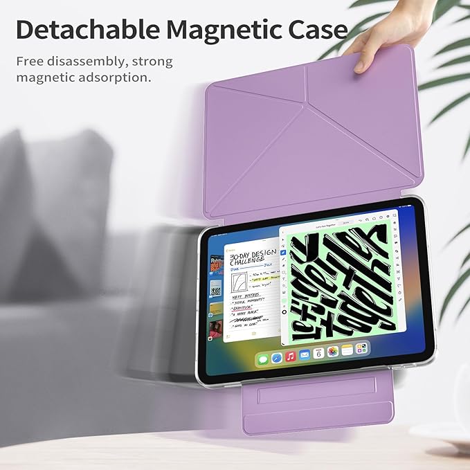 kenke Case for iPad Air 11 Inch M4/M3/M2 (2026/2025/2024) iPad Air 5th/4th Generation 10.9 Inch (2022/2020) with Clasp Slim Multi Angle Stand Cover with Pencil Holder Magnetic Back Light Purple