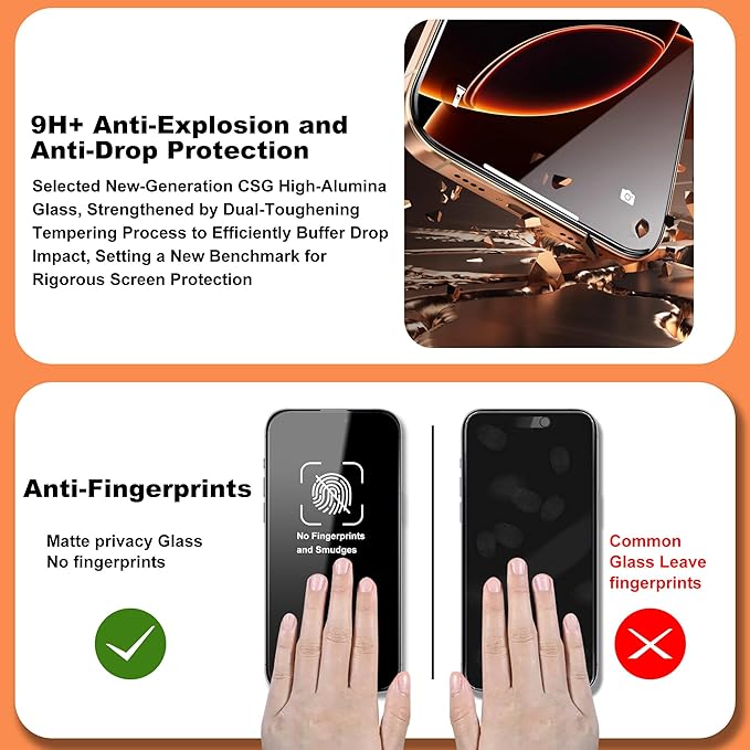 for iPhone 17 Pro Max Privacy Screen Protector [2-Pack]Anti Spy Privacy Tempered Glass 9H Hardness Bubble-Free Installation Case-Friendly