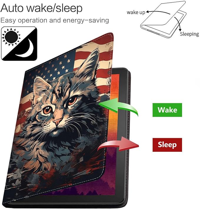 Watercolor American Flag Cat Face