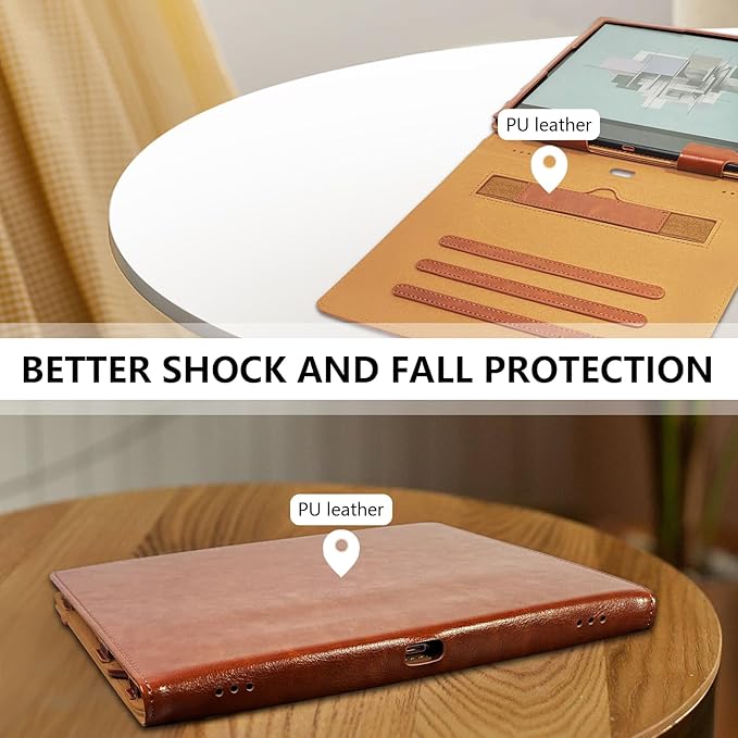 E NET-CASE Case for 10.3 Boox Note Air4 C (2024)/Boox Note Air3 C/Air3 B/W Tablet (2023) New Upgraded Design 360 Degree Rotating Stand Cover with Pen Holder/Hand Strap Auto Sleep/Wake (Brown)