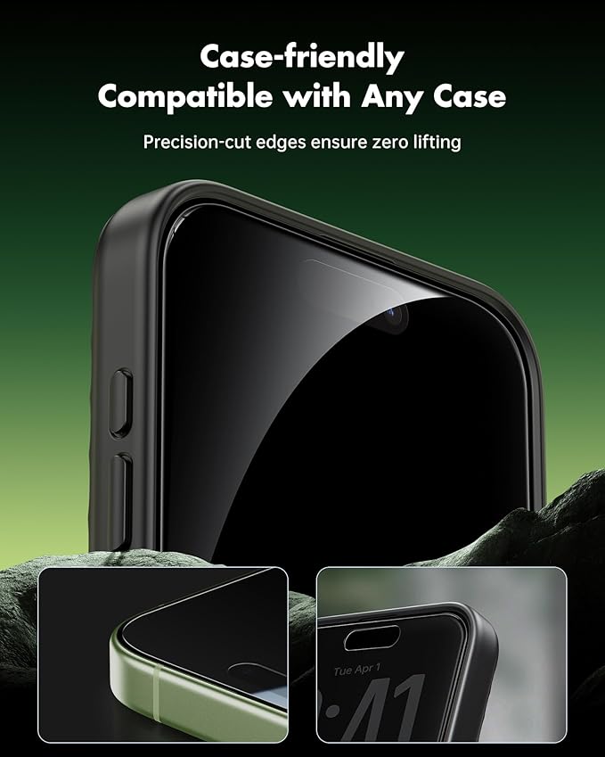 UNBREAKcable Privacy Screen Protector for iPhone 17 (6.3) 25° Anti-Spy Tempered Glass Easy Install Alignment Frame Case-Friendly 9H Hardness Anti-Fingerprint 3-Pack