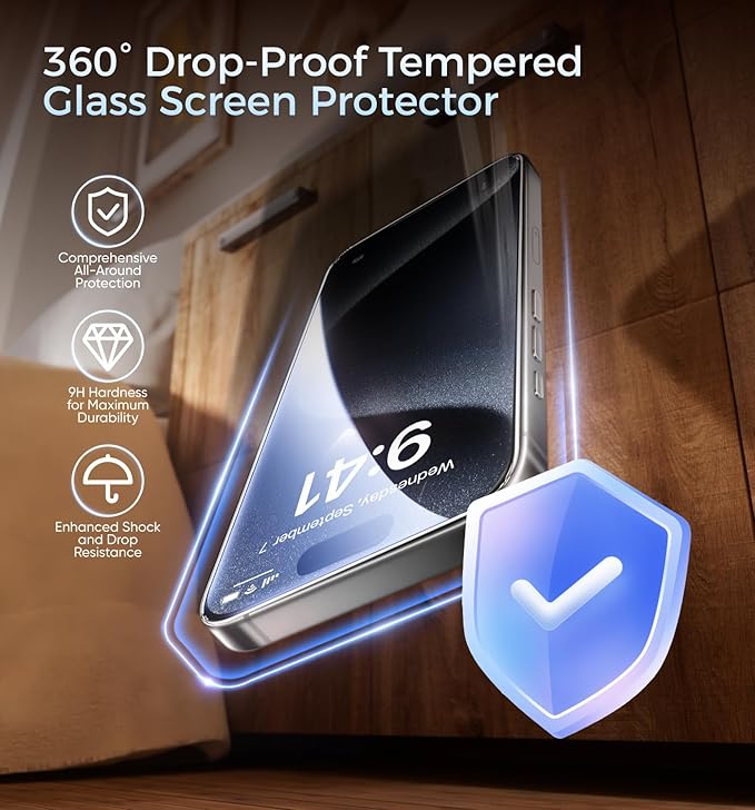 MAGIC JOHN 3rd Gen Upgraded for iPhone 15ProMax Screen Protector 6.7 InchHD ClearShatterproof Tempered FilmAuto Dust-EliminationBubble FreeEasy Installation2 Pack