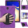 BRAECN for Galaxy Tab S4 10.5 Tablet Case BRAECN Three Layer Hybrid Shock-Proof Case with 360 Degree Rotating KickstandHand StrapShoulder Strap for Samsung Galaxy Tab S4 SM-T837/T835/T830(Purple)