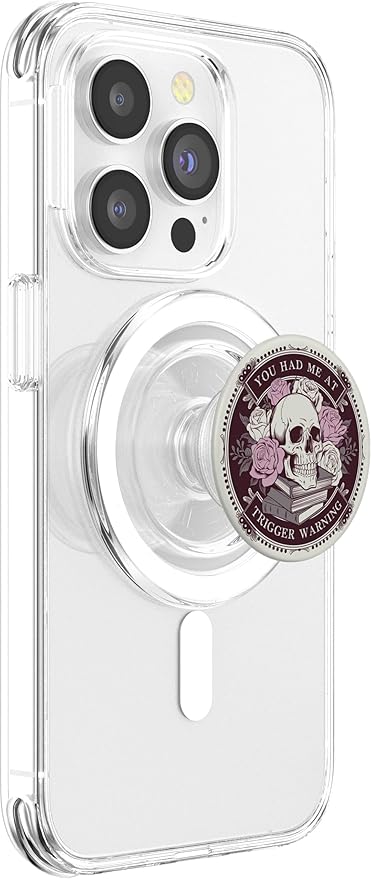 Librarian Skeleton Trigger Warning Book Reading Lover Floral PopSockets PopGrip for MagSafe
