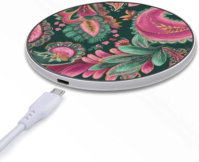 Vintage Paisley Fast Portable Charger 10W Funny Graphic Phone Charging Pad with USB Cable