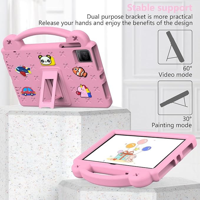 Dteck Tablet Case for T-Mobile Revvl Tab 5G 2023 Cute Cartoon Panda Shockproof Rugged Lightweight Convertible Stand Handles Kids Friendly Case for T-Mobile REVVL Tab 5G (2023) 10.36 Inch TabletPink