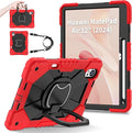 Shoulder Strap Tablet Case for Huawei MatePad Air (2025/2024) Heavy Duty Shockproof Protective Cover with Kickstand Handle Shoulder Strap for Kids Women Man Red Black