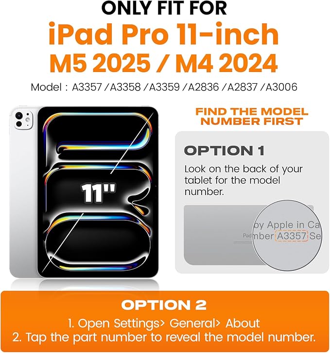 SEYMAC stock Case for iPad Pro 11-inch M5-M4 2025-2024 Shockproof Heavy Duty Case with Screen Protector Pencil Holder Rotating Stand Hand Strap Shoulder Strap Orange