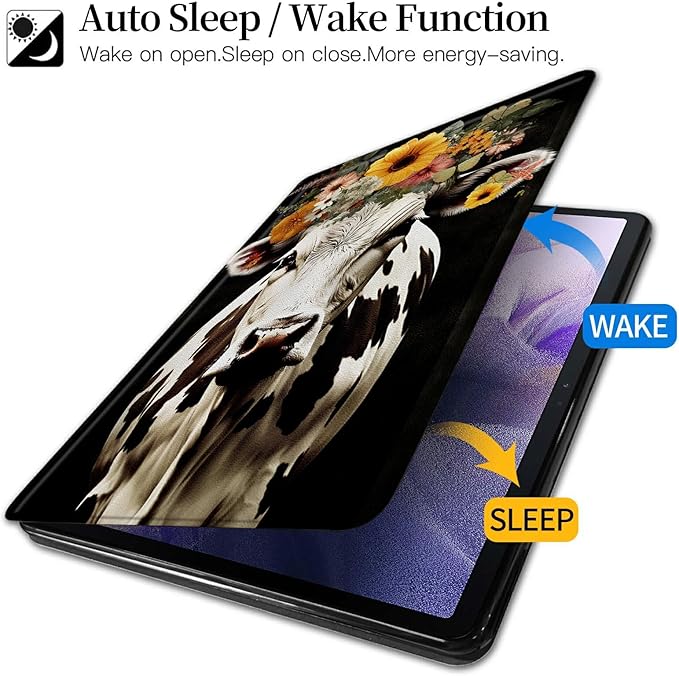Cow Flower Pattern Case for Samsung Galaxy Tab S6 Lite 10.4 inch 2024/2022 (SM-P613/P619)/2020 (SM-P610/P615)BFDHGQZC 360 Degree Rotating Stand Protective Cover with Auto Sleep/Wake
