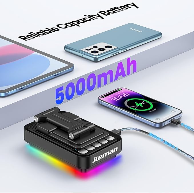 JTEMAN Gifts for Men Women Phone Stand Bluetooth Speaker with Light and Charging Function 360 Rotating Phone Holder Cool Tech Gifts for Dad Mom Husband Unique Birthday Gift Ideas