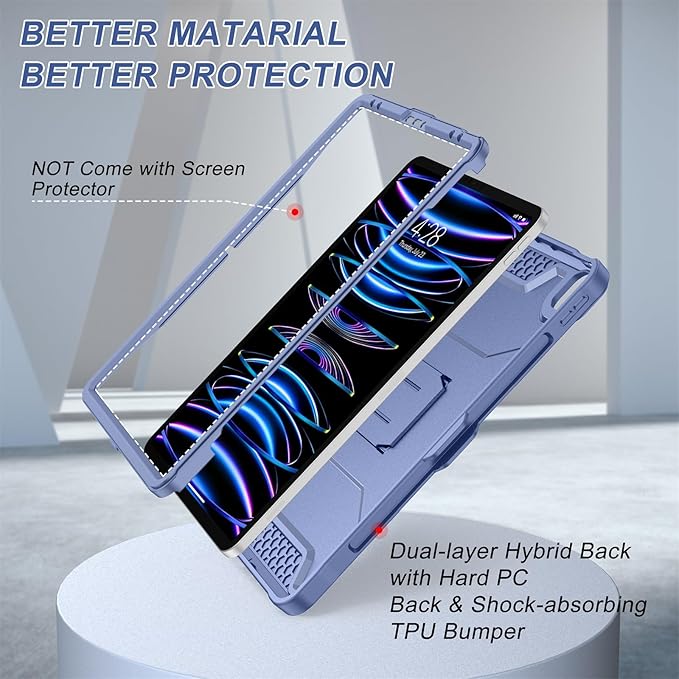 Soke Case for iPad Pro 12.9 Inch 6th/5th/4th Generation(2022/2021/2020 Release) Rugged Shockproof Protective Cover with Built-in Kickstand for Apple iPad Pro 12.9 - Lavender Gray