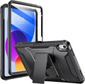Soke Case for iPad (A16) 11th Generation 11-inch 2025 iPad 10th Generation 10.9-inch 2022 with Built-in Screen Protector and Kickstand Rugged Full Body Protective Cover - Glossy Black