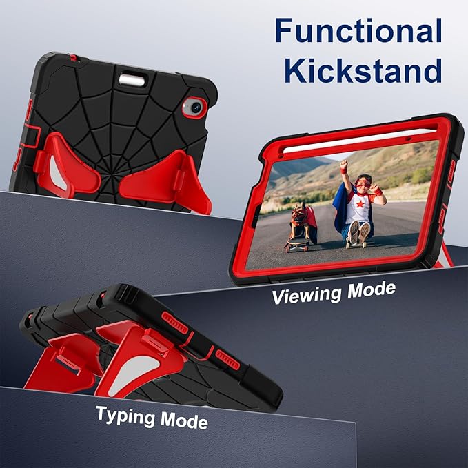 Case for iPad mini 7 (A17 Pro) 2024 iPad mini 6 2021 8.3-Inch Kids Friendly Shockproof Cover with Kickstand Shoulder Strap Pen Holder Support Pencil Pro &amp Pencil USB-C Black Red