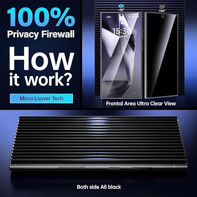 X-it for Samsung Galaxy S24 Ultra Screen Protector Privacy [Auto Alignment/Dust Removal]Bubble-Free[100% Ultrasonic Fingerprint ID] Easy Installation Full Coverage Anti-Spy [Non-Glass] 2 Packs