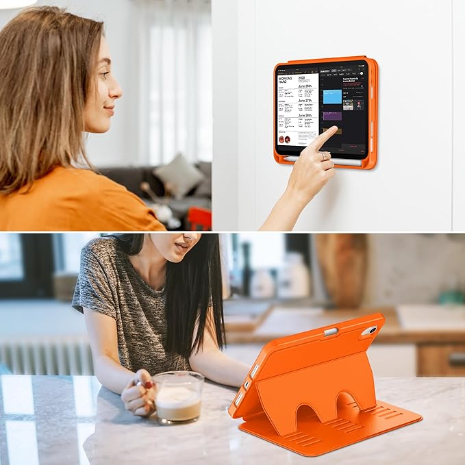 VIKESI Case for iPad iPad mini 7 (A17 Pro) and iPad mini 6Multiple Angles Magnetic Stand CoverShockproof Soft BackPencil Holderand Auto Sleep/WakeOrange