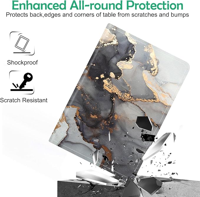 Compatible with iPad Air 13 inch Case (M3 2025 /M2 2024)/12.9 inch Case (6th/5th/4th/3rd 2022/2021/2020/2018) with Pencil HolderAuto Wake/Sleep Protect CoverModern Marble