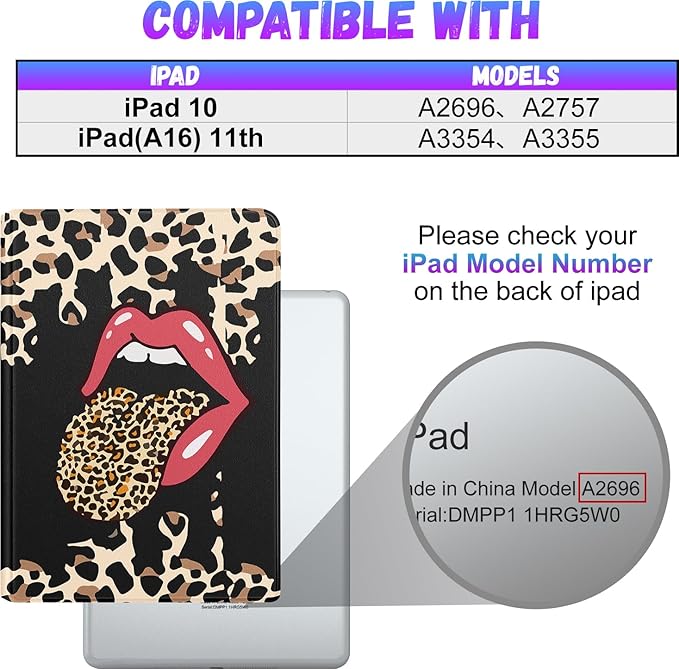 for iPad 10th Generation Case 10.9 Inch for iPad 11th(A16) 2025 Girls Cute Women Folio Cover with Pencil Holder Leopard Print Cheetah Design Funny Teens Unique Tablet Cases for Apple 10/11