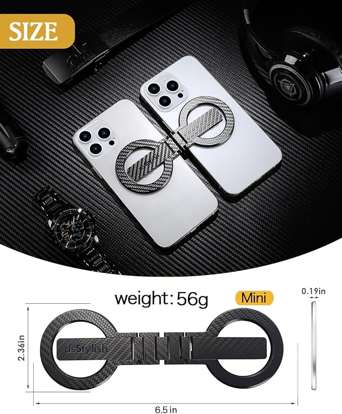 Twins Carry: Magnetic Dual-Phone Holder for iPhone &amp Android | Lightweight Solution for Professionals Travelers &amp Gamers | Manage 2 Mobile Phones for Work Personal Use (Carbon Fiber Mini)
