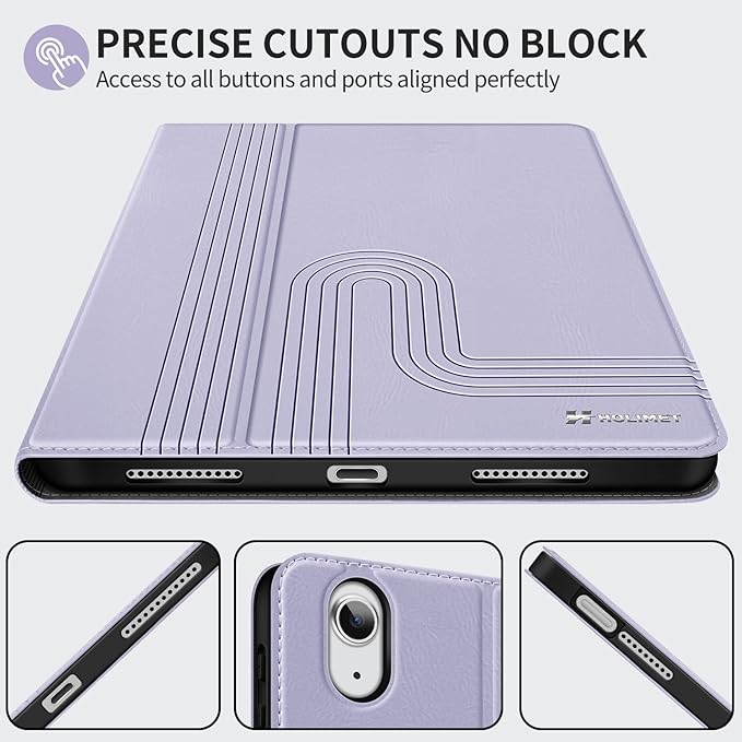 H HOLIMET Case for iPad Air 11 inch 2025 (M3)/2024 (M2) /iPad Air 5th Generation 2022/iPad Air 4th Generation 2020 10.9 Inch with Pencil Holder Shockproof Protective Cover Vegan Leather (Purple)