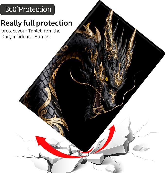 Black Dragon With Gold Patterns