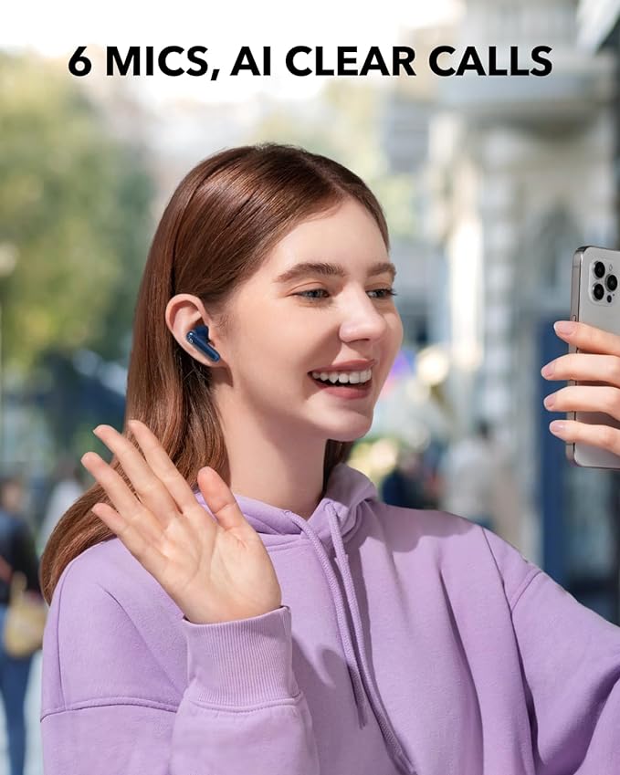 Soundcore P40i by Anker Noise Cancelling Wireless Earbuds Adaptive Noise Cancelling to Environments Heavy Bass 60H Playtime 2-in-1 Case and Phone Stand IPX5 Wireless Charging Bluetooth 5.3