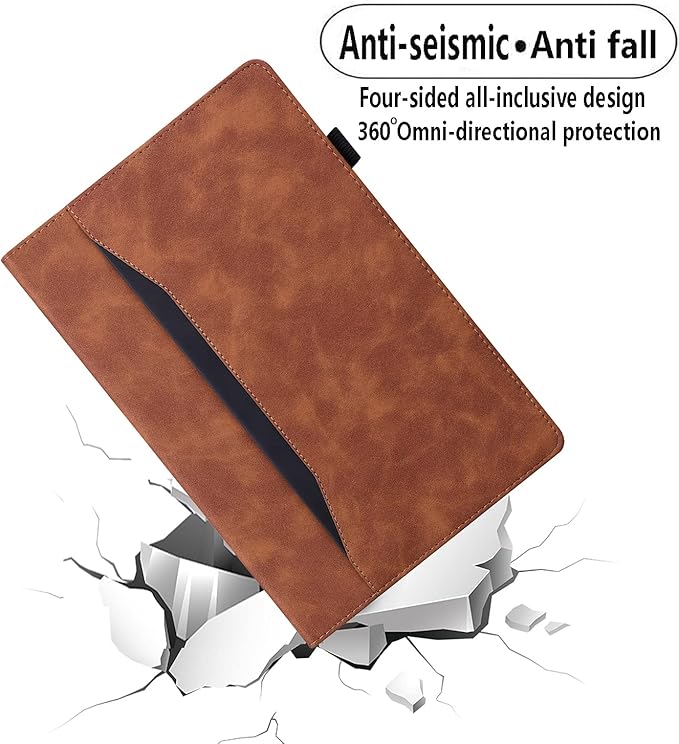 Flip Case for Samsung Galaxy Tab S10 FE+ Plus 2025 13.1 inch PU Leather Stand Soft Back Smart Auto Wake/Sleep CoverAdjustable Stand Shell w/Card Slots/Pen Holder/Front Pocket - Brown
