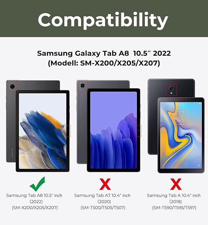Dexnor Case for Samsung Galaxy Tab A8 10.5 Inch 2022 [Built in Screen Protector &amp Kickstand] Heavy Duty Shockproof Full Body Protective Cover for Galaxy Tab A8 Case-Black