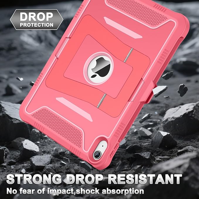 Soke Case for iPad (A16) 11th Generation 11-Inch 2025 /10th Generation 10.9-Inch 2022 with Screen Protector and Multi-Angle Kickstand Rugged Full Body Heavy Duty Protective Cover - Melon Pink