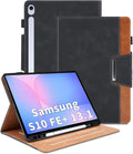 Case for Samsung Galaxy Tab S10 FE Plus 13.1 Inch 2025 Model(SM-X620/X626B) - Multi-Angle Viewing Stand Cover with Pocket and Magnetic Clasp PU Leather Business Folio Protective Case Black