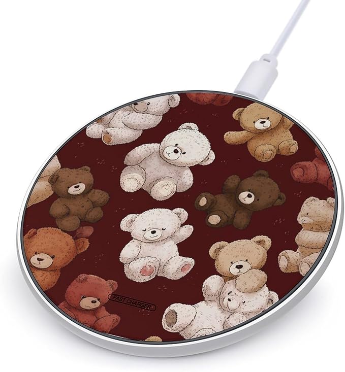 Vintage Teddy Bears Fast Portable Charger 10W Funny Graphic Phone Charging Pad with USB Cable