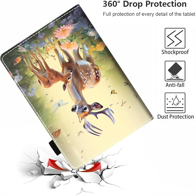 Case for All-New Amazon Fire HD 10 &amp 10 Plus Tablet 10.1 (13th/11th Generation 2023/2021 Release) Slim PU Leather Stand Cover with Card Slot &amp Auto Wake/Sleep Jungle Deer