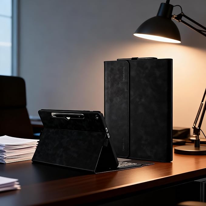 Professional Multi-Angle Tablet Case for Microsoft Surface Pro 12 2025 | PU Leather &amp Hard Shell Protective (Graphite 12 Pro)