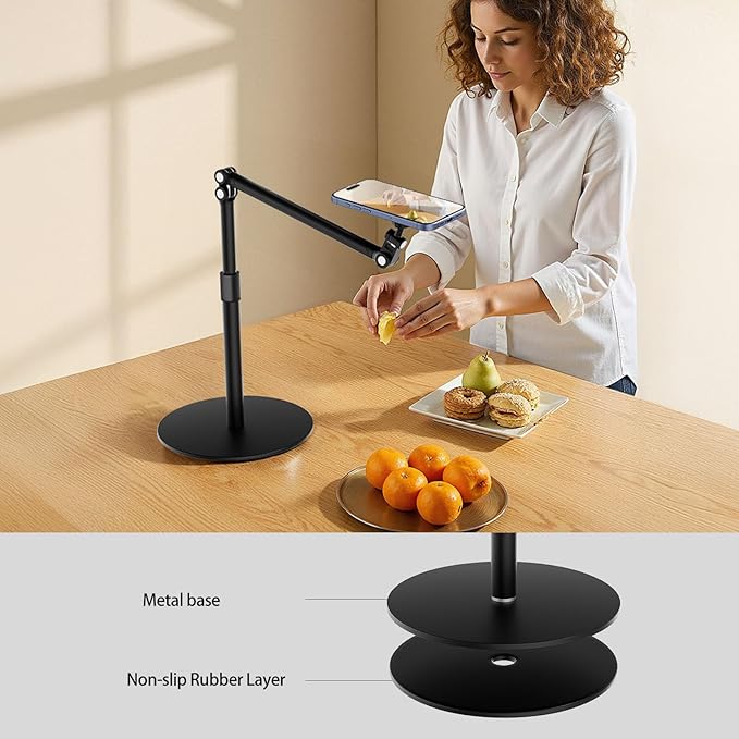 Magnetic Overhead Phone Stand for Desk - 360° Swivel &amp Tilt with MagSafe Compatible Holder Cell Phone Stand Magnet Quick Mount for Recording Cooking Painting Zoom Meetings TikTok Live &amp G