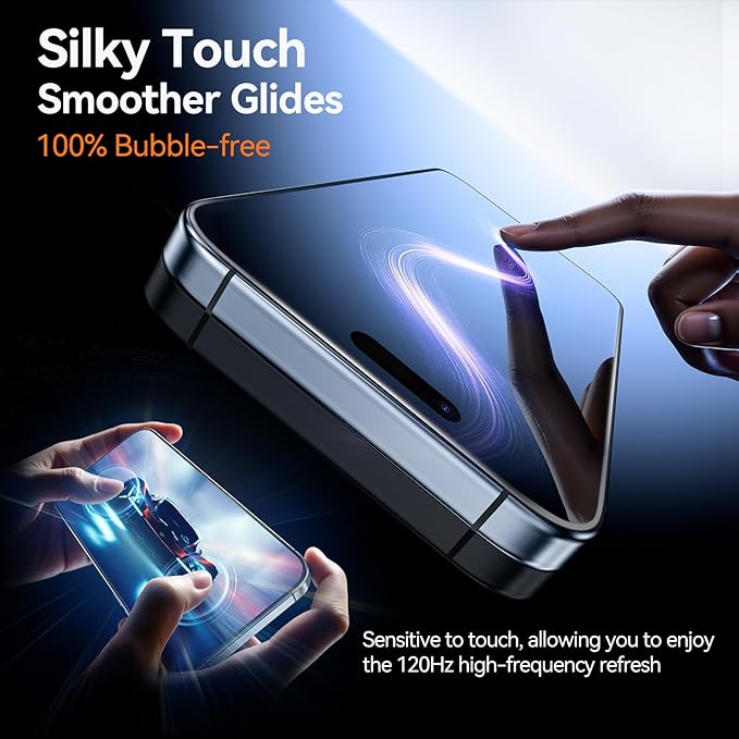 X-it 4-Pack HD Screen Protector for iPhone 16 Pro[Military Grade Shatterproof]9H+ Tempered Glass[Automatic dust Removal] 10x Military Protection [Bubble-Free] Easy to InstallCase Friendly