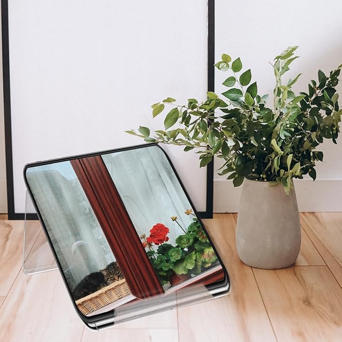 POPETPOP Phone Stand for Desk Stylish Desktop Holder for Landline Cellphones Durable Support for Office Use Non Slip Design Maximizing Space Transparent Riser