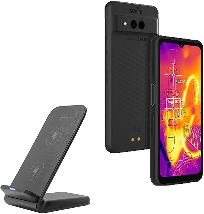 BoxWave Charger Compatible With Sonim XP Pro - Wireless QuickCharge Stand (15W) Desktop Viewing Qi Wireless Charging - Jet Black