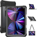 ShellBox Case New iPad Pro 11 inch 2022&amp2021&amp2020 Waterproof Case Full-Body Heavy Duty Shockproof Protective Cover with Kickstand Built-in Screen Protector Pencil Holder Shoulder Strap