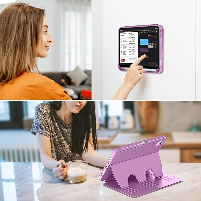 VIKESI Case for iPad iPad mini 7 (A17 Pro) and iPad mini 6Multiple Angles Magnetic Stand CoverShockproof Soft BackPencil Holderand Auto Sleep/WakePurple