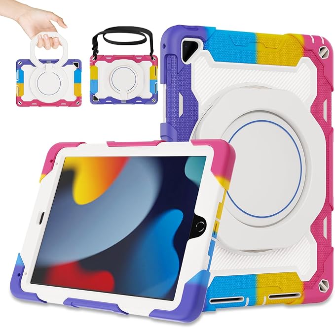 ROISKIN for iPad 6th 5th Generation Case 9.7 Inch Pro 9.7 Air 2 with 360 Kickstand Hand Strap [Screen Protector 15ft Drop Protection] Heavy Duty Air 2 /Pro 9.7 / iPad 6th 5th Gen Case for Kids