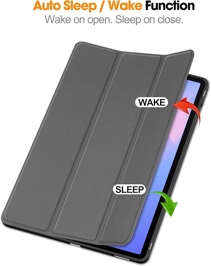 Case for Samsumg Galaxy Tab S10 FE+/S10 FE Plus 13.1 Inch 2025 (Model: SM-X620/SM-X626B) Trifold Stand Smart Cover with S Pen Holder [Auto Wake/Sleep] PU Leather Soft TPU Bumper Shell Gray