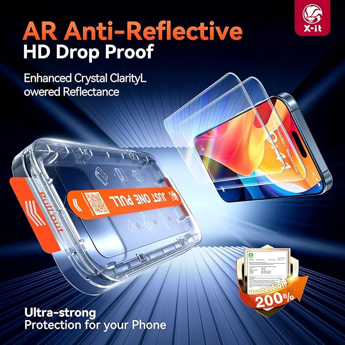X-it 2 Pack AR Screen Protector for iPhone 17 6.3 with Auto-Alignment Kit Anti-Reflective Auto Dust Removal 9H+ Military Grade Shatterproof Tempered Glass HD Clear Case Friendly